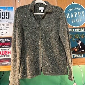 Christopher & Banks Textured Olive Cardigan